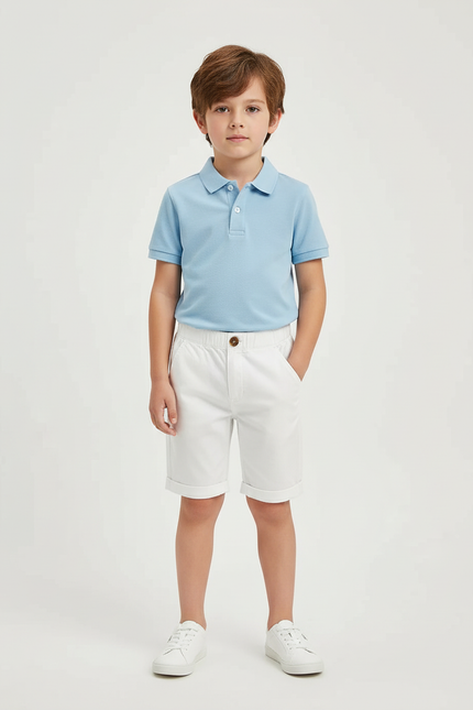 Pantalon Chino Blanc Coton Garçon Décontracté Court