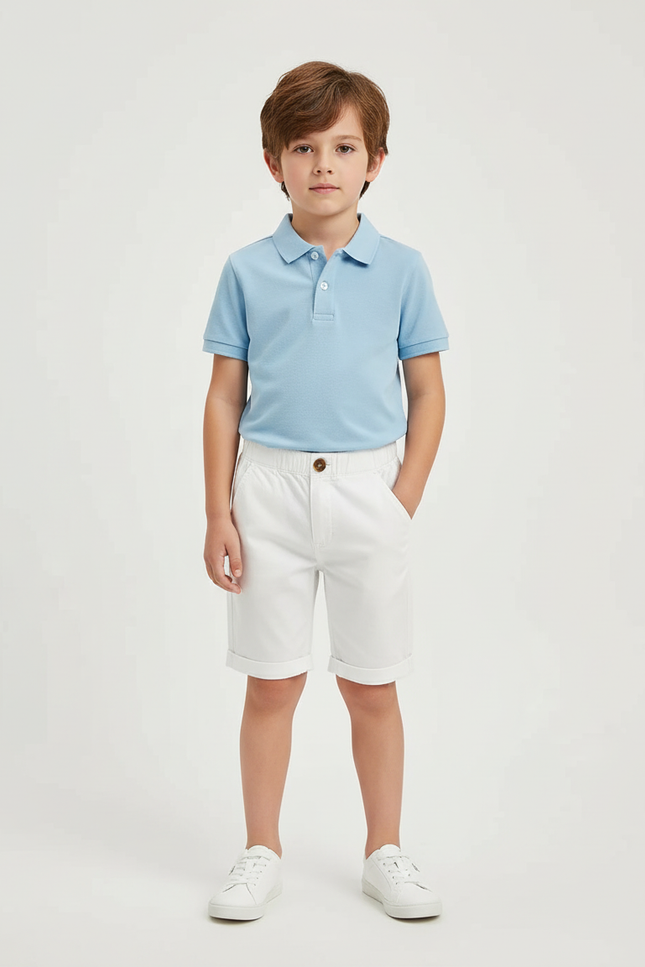 Pantalon Chino Blanc Coton Garçon Décontracté Court