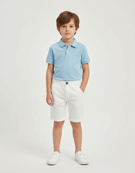 Pantalon Chino Blanc Coton Garçon Décontracté Court