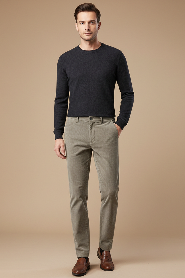 Pantalon Chino Structure - Kaki Cordé