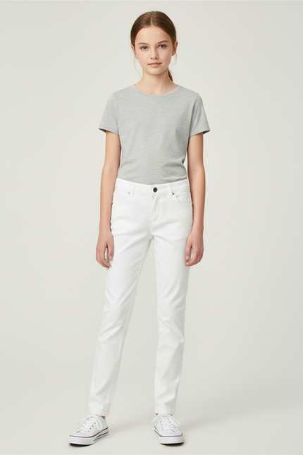 Pantalon Chino Blanc Coton Slim Enfant Fille