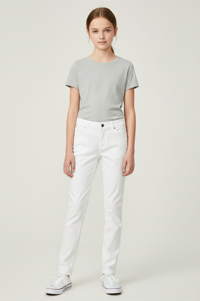 Pantalon Chino Blanc Coton Slim Enfant Fille