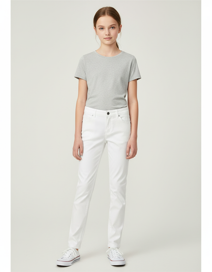 Pantalon Chino Blanc Coton Slim Enfant Fille