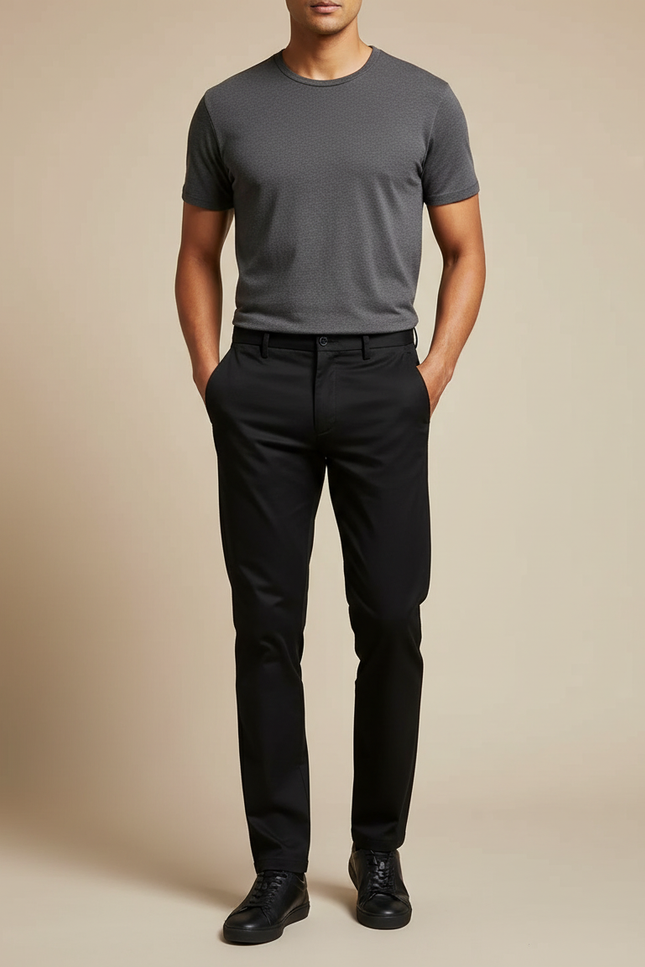 Pantalon Chino Noir Slim Homme Élégant Business - Gabardine