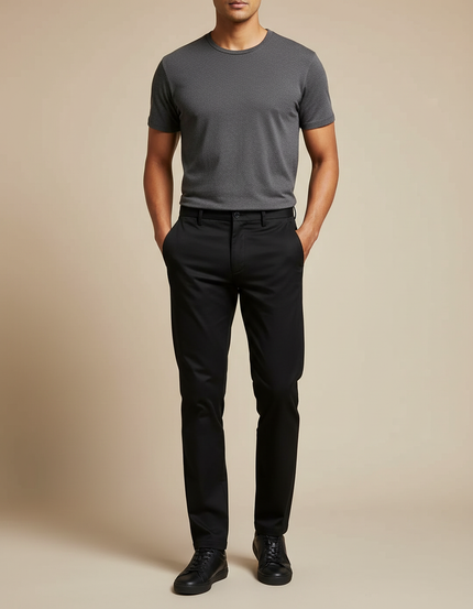 Pantalon Chino Noir Slim Homme Élégant Business - Gabardine