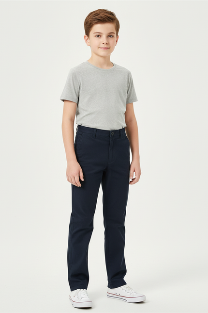 Pantalon Chino Marine Coton Droit Classique Enfant