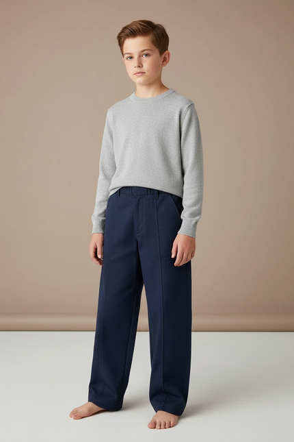 Pantalon Chino Bleu Marine Ample Coton Enfant
