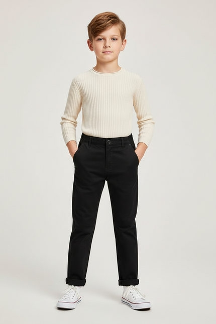 Pantalon Chino Noir Coton Slim Enfant