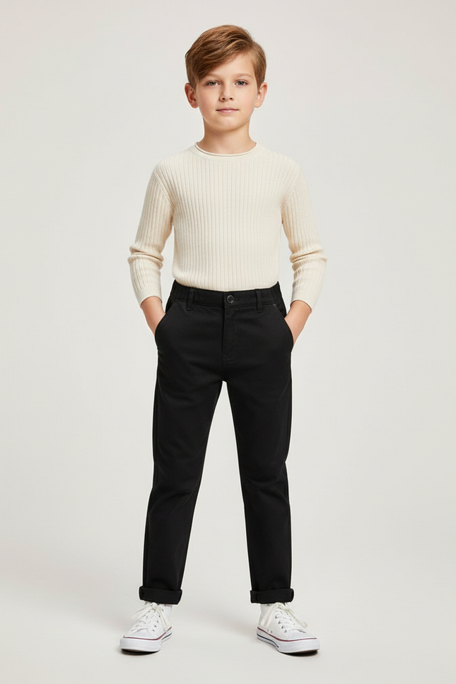Pantalon Chino Noir Coton Slim Enfant