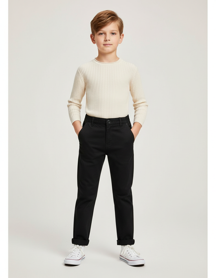 Pantalon Chino Noir Coton Slim Enfant