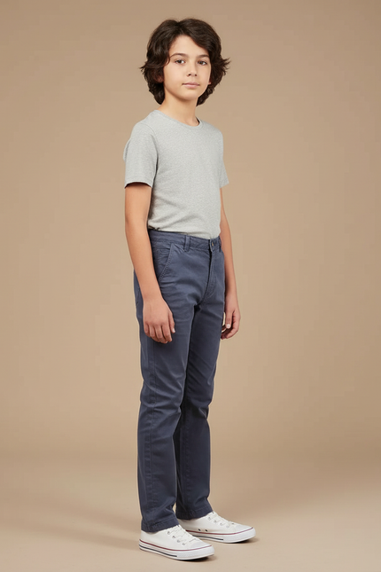 Pantalon Chino Bleu Marine Coton Slim Enfant