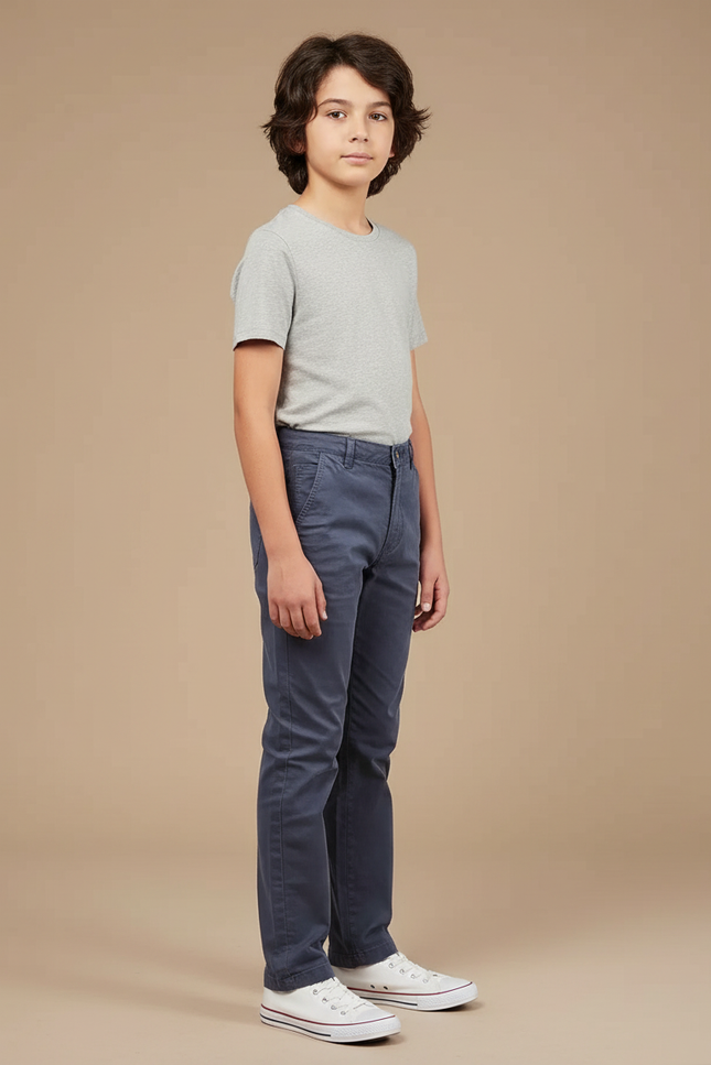 Pantalon Chino Bleu Marine Coton Slim Enfant