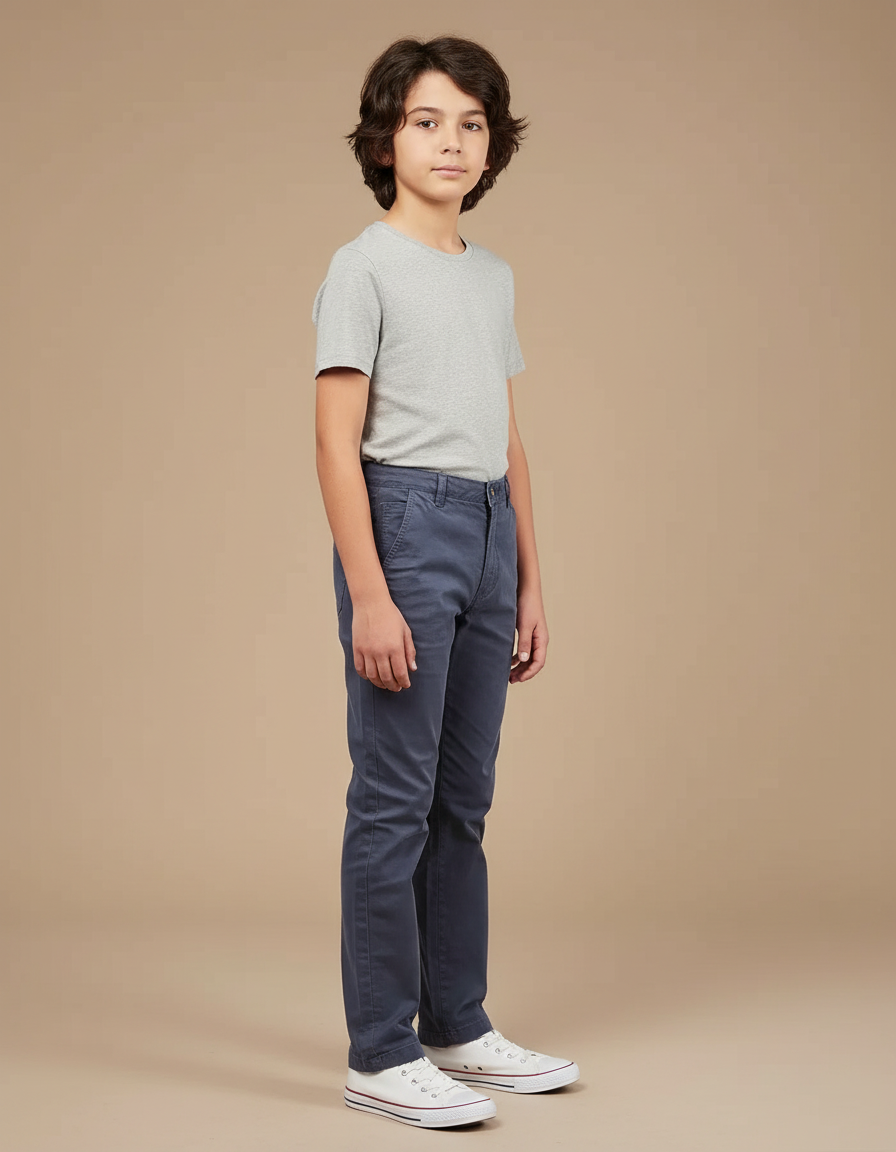 Pantalon Chino Bleu Marine Coton Slim Enfant