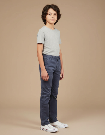 Pantalon Chino Bleu Marine Coton Slim Enfant