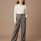 Pantalon Chino Gris Droit Taille Haute Laine