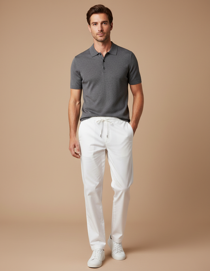 Pantalon Chino Blanc Cordon Décontracté Léger Homme - Coton