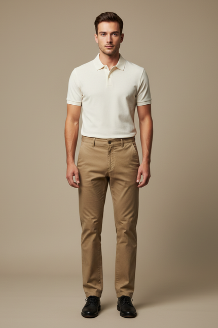 Pantalon Chino Homme Kaki Tapered - Gabardine