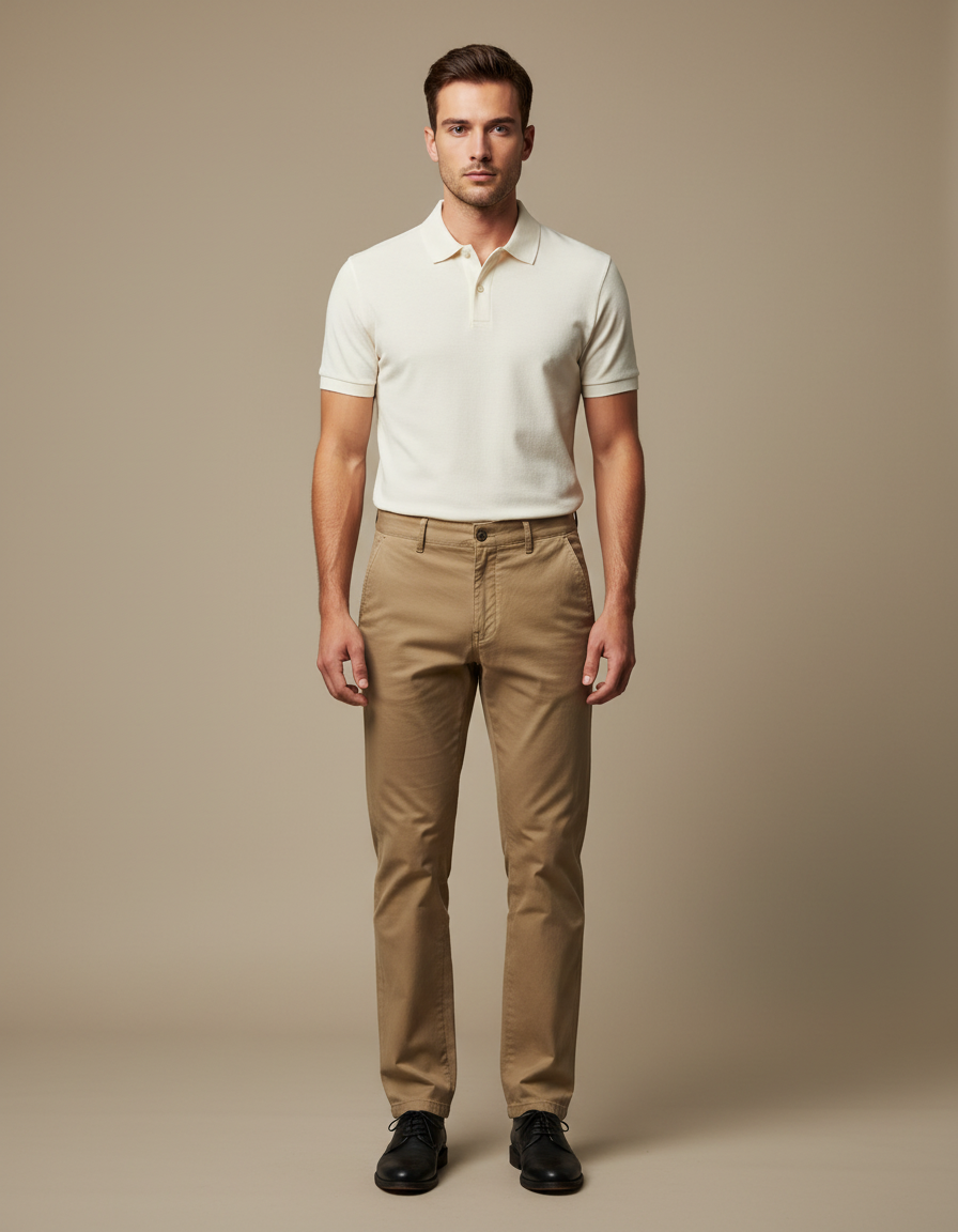 Pantalon Chino Homme Kaki Tapered - Gabardine