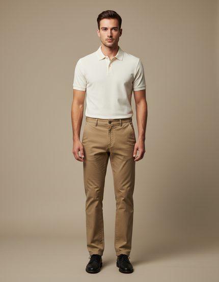 Pantalon Chino Homme Kaki Tapered - Gabardine