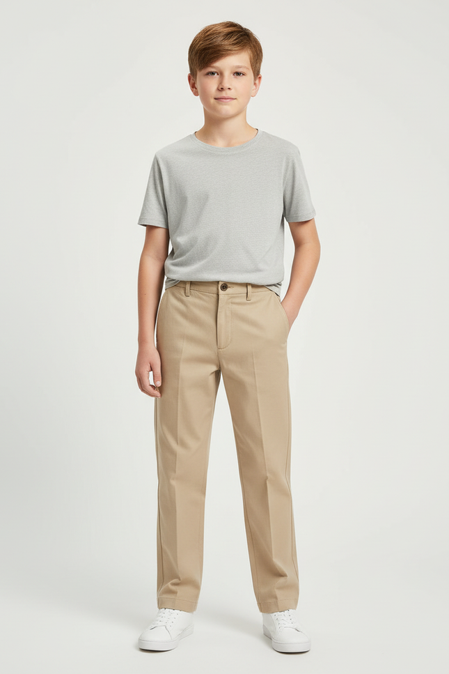 Pantalon Chino Beige Droit Décontracté Enfant - Gabardine