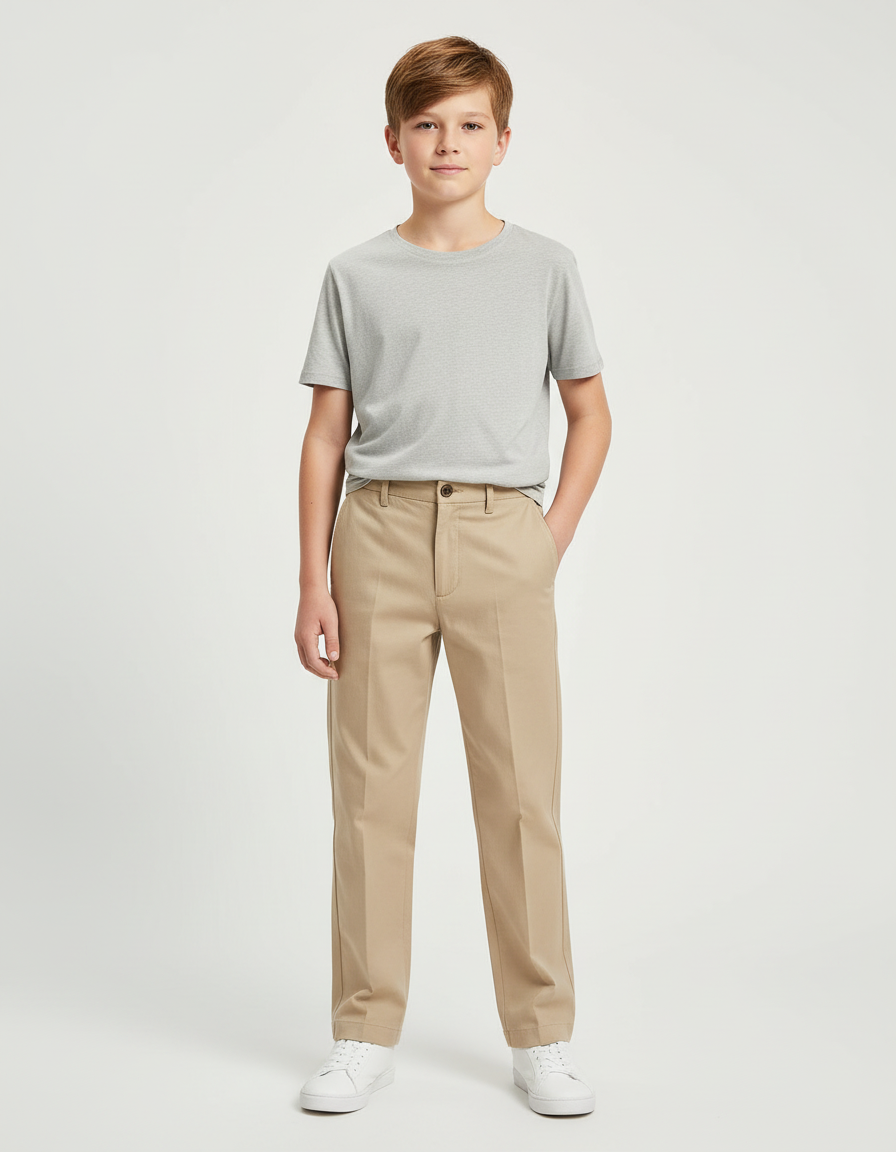 Pantalon Chino Beige Droit Décontracté Enfant - Gabardine
