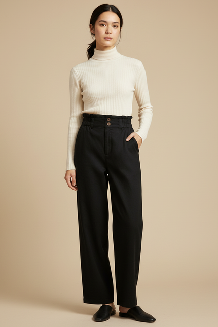 Pantalon Chino Fluide - Noir Gabardine