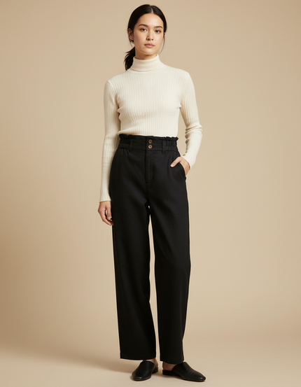 Pantalon Chino Fluide - Noir Gabardine