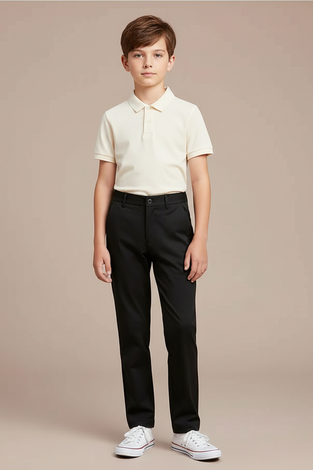 Pantalon Chino Noir Droit Coton Enfant Décontracté