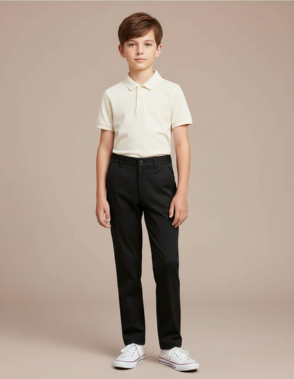 Pantalon Chino Noir Droit Coton Enfant Décontracté