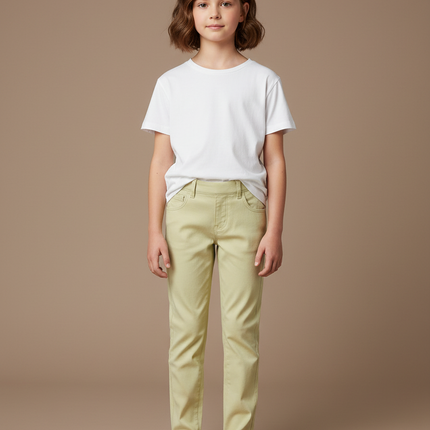 Pantalon Chino Vert Pâle Coton Slim Fille