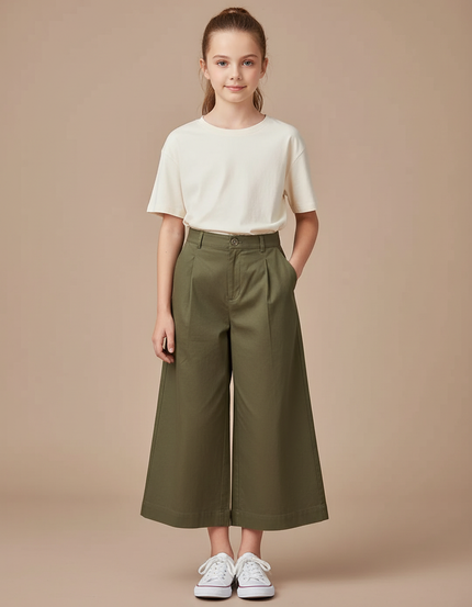 Pantalon Chino Kaki Ample Coton Enfant Décontracté