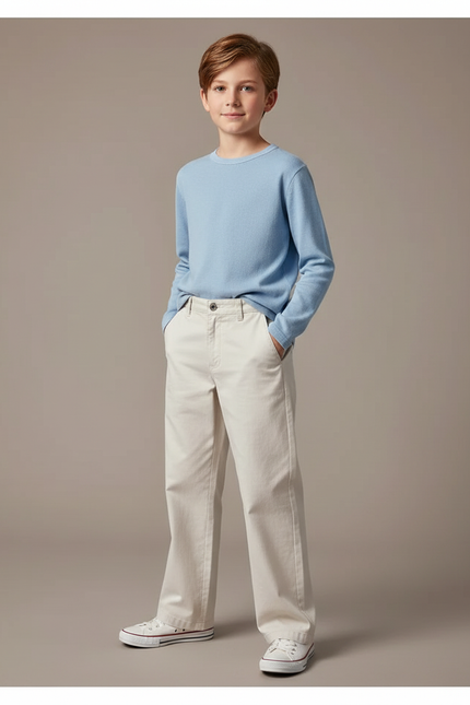 Pantalon Chino Beige Ample Droit Enfant Coton