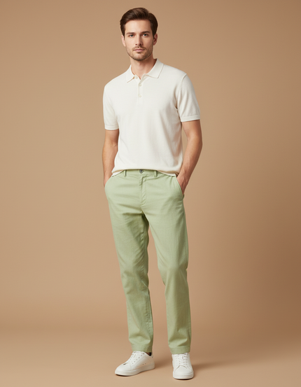 Pantalon Chino Vert D'eau Homme - Coton