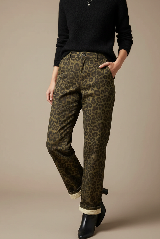 Pantalon Chino Imprime - Kaki Coton