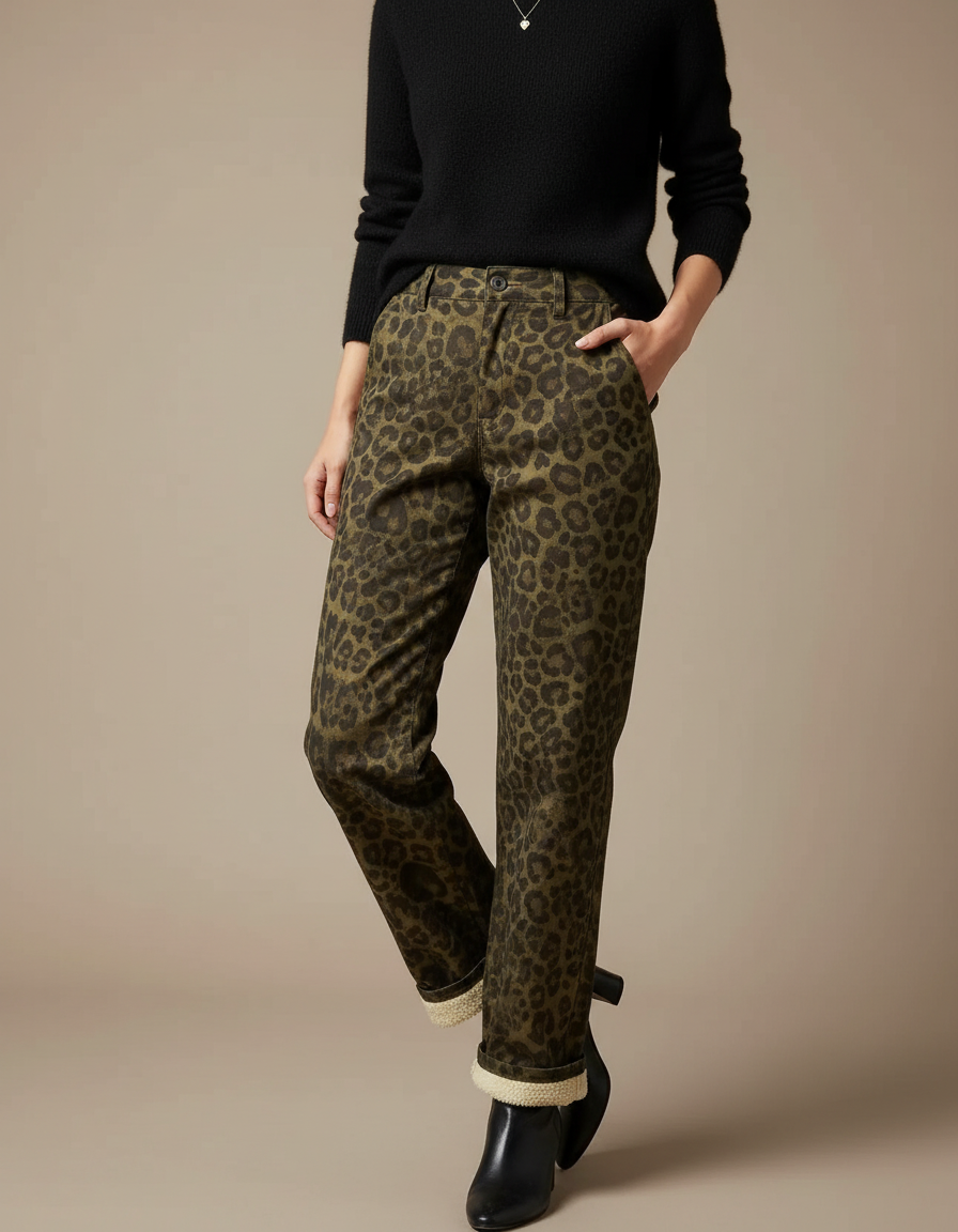 Pantalon Chino Imprime - Kaki Coton