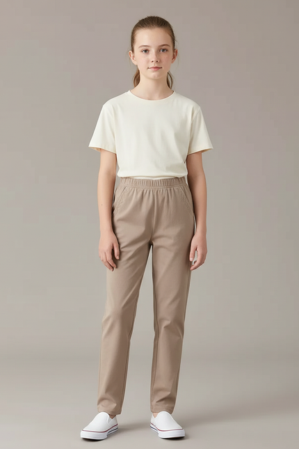 Pantalon Chino Beige Droit Enfant Décontracté - Coton