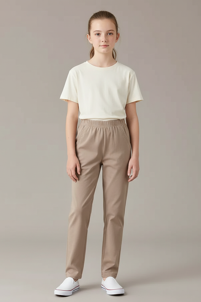 Pantalon Chino Beige Droit Enfant Décontracté - Coton
