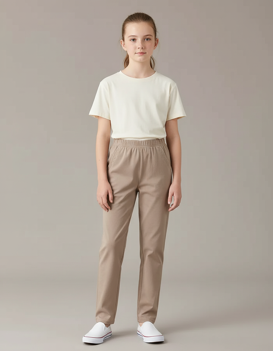 Pantalon Chino Beige Droit Enfant Décontracté - Coton