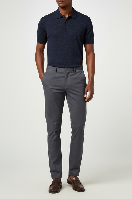 Pantalon Chino Gris Slim Stretch Décontracté Homme - Gabardine