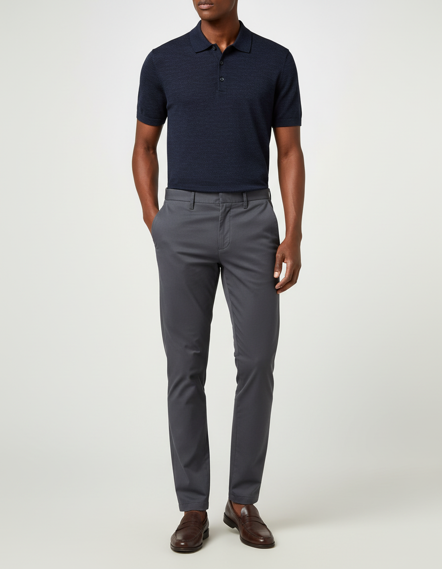 Pantalon Chino Gris Slim Stretch Décontracté Homme - Gabardine