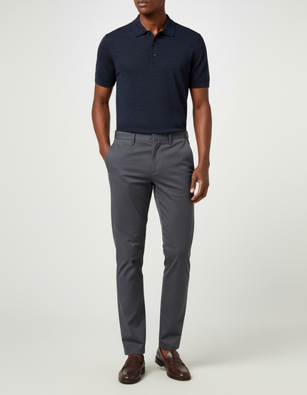Pantalon Chino Gris Slim Stretch Décontracté Homme - Gabardine