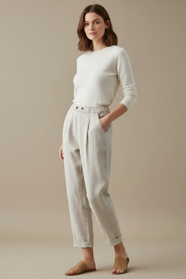 Pantalon Chino Lin Femme - Beige