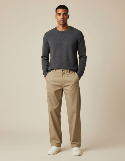 Pantalon Chino Kaki Droit Coton Tendance Homme