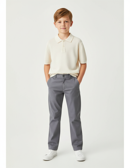 Pantalon Chino Garçon Gris Tapered - Gabardine