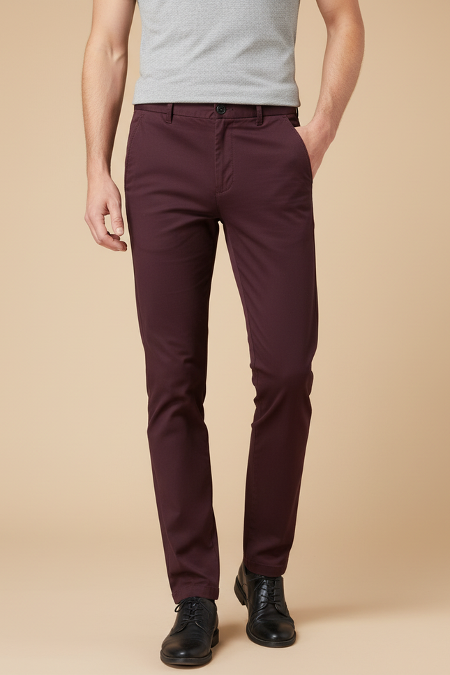 Pantalon Skinny Chino Homme - Bordeaux Gabardine