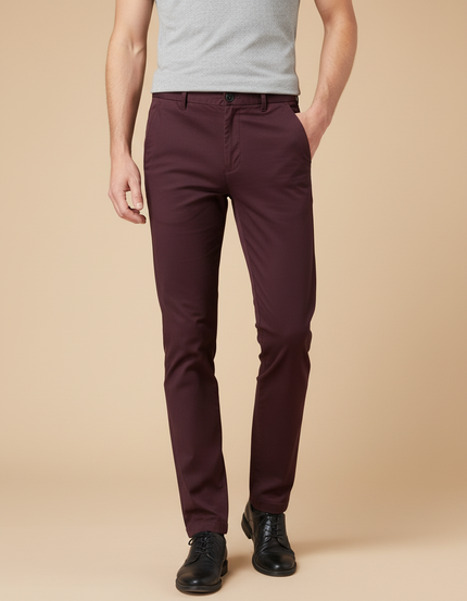 Pantalon Skinny Chino Homme - Bordeaux Gabardine