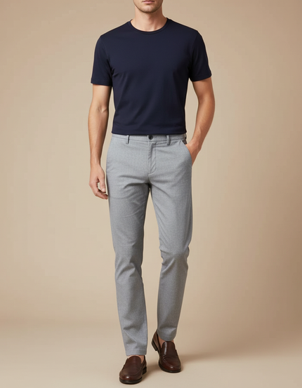 Pantalon Chino Gris Clair Droit Homme Élégant - Gabardine