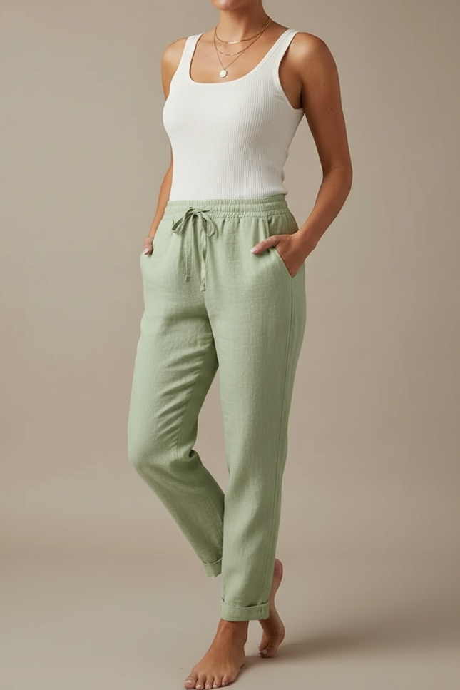 Pantalon Chino Femme Vert Menthe - Lin