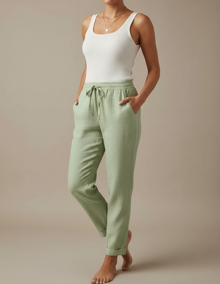 Pantalon Chino Femme Vert Menthe - Lin