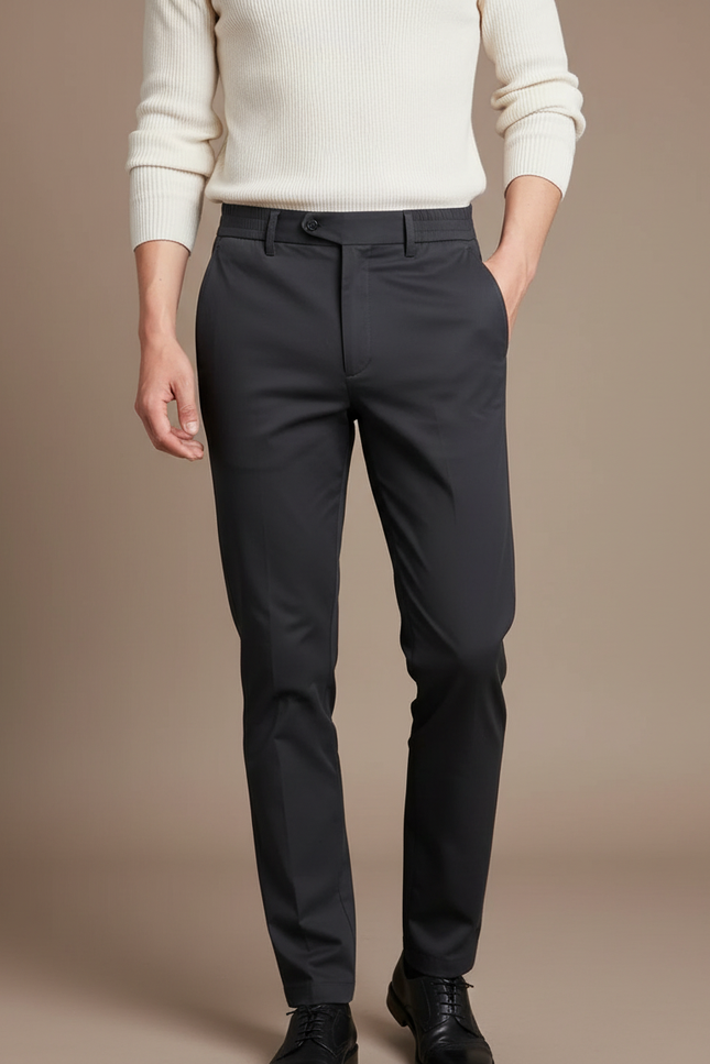 Pantalon Chino Homme Noir Slim Élastique Cheville Décontracté - Gabardine